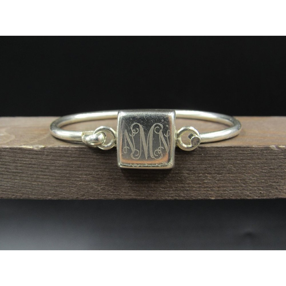 6 Inch Sterling Silver NMN Initials Heavy Bracelet